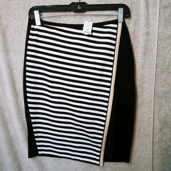 White House Black Market Dresses & Skirts - White House Black Market  Sz 4 Women's  Pencil Skirt  Stripe Ponte Faux Wrap